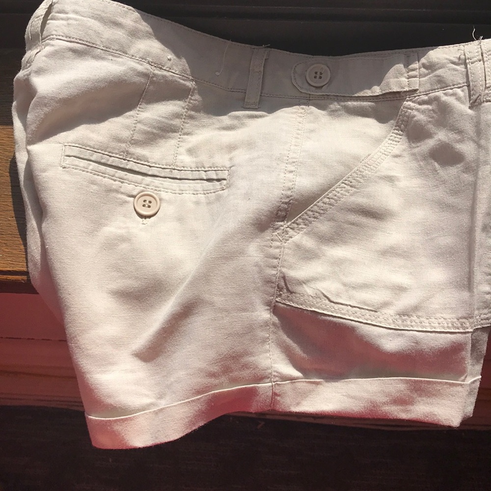-Tan linen shorts, cuffed NWOT soft luxurious - Picture 5 of 5
